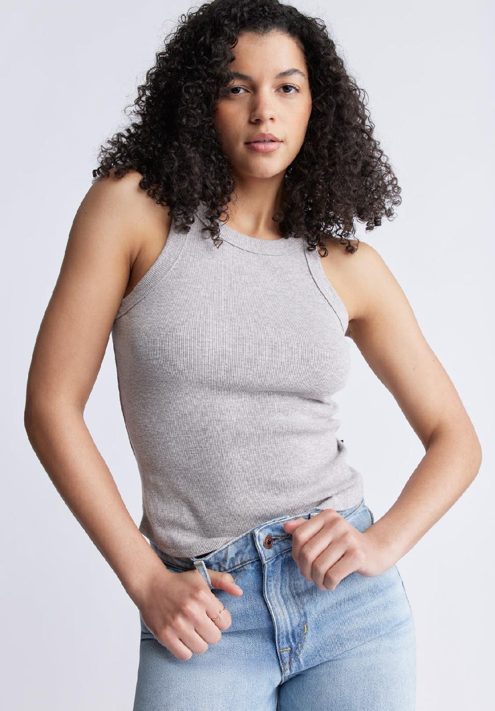 Buffalo David Bitton Regine Women's Ribbed Tank Top Heather Grey
