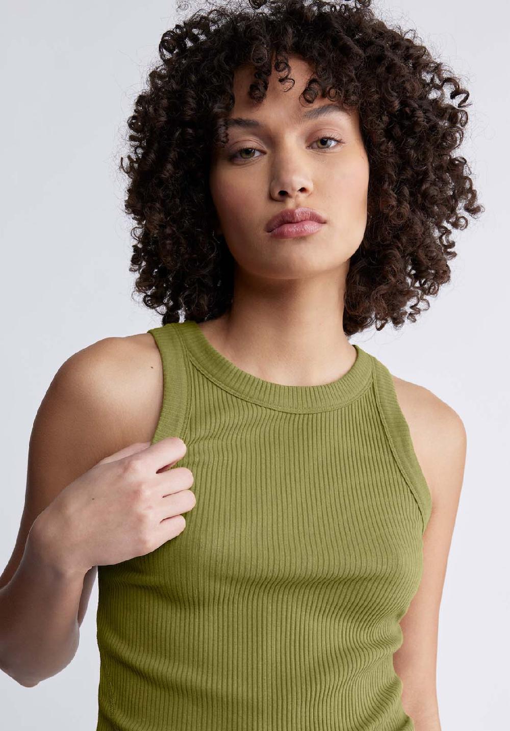 Buffalo David Bitton Regine Women’s Ribbed Tank Top In Olive