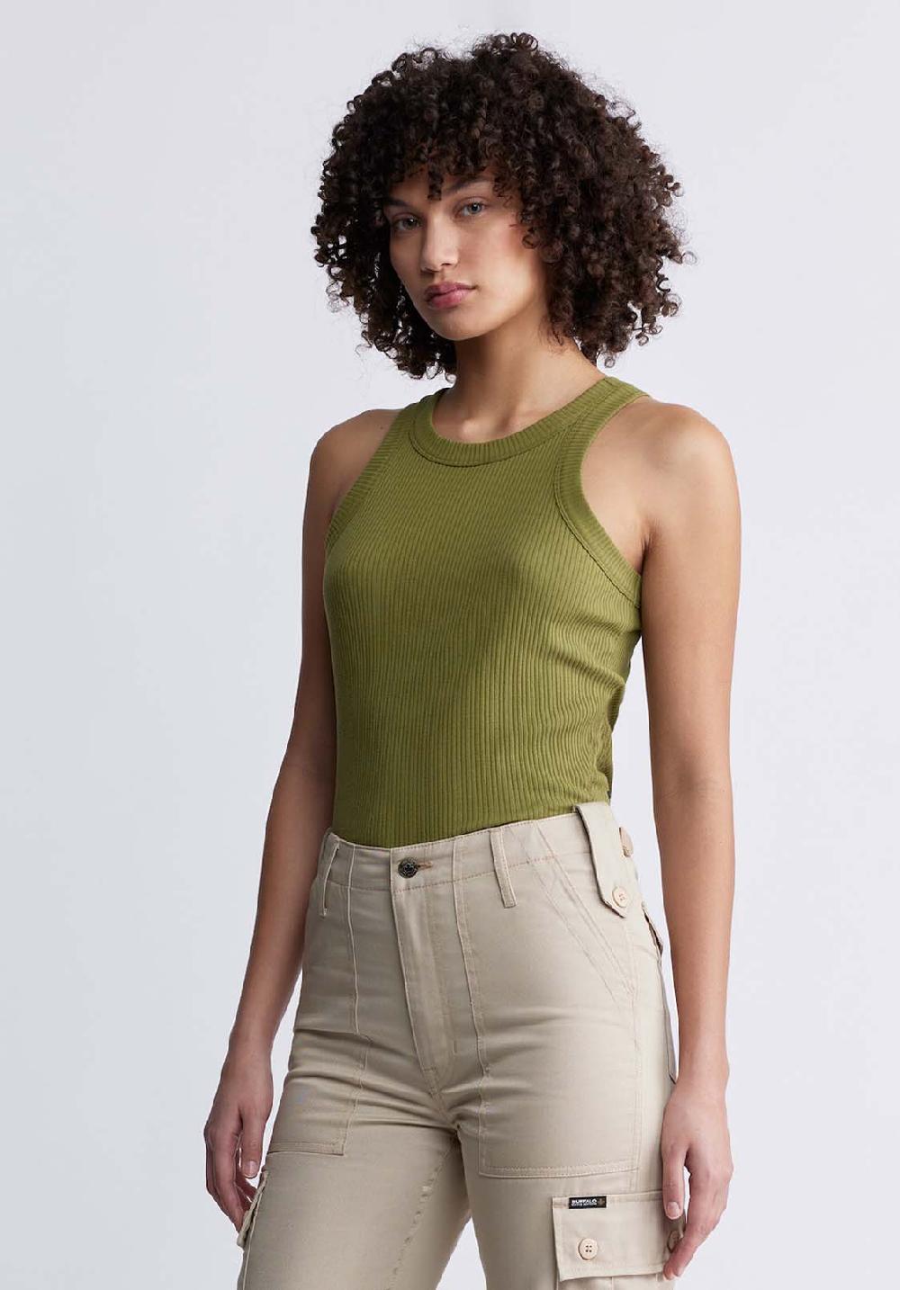 Buffalo David Bitton Regine Women’s Ribbed Tank Top In Olive