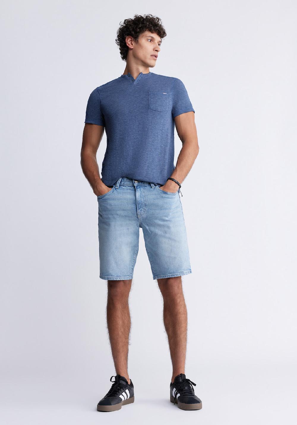 Buffalo David Bitton Relaxed Straight Dean Men's Denim Shorts In Authentic Worn Wash