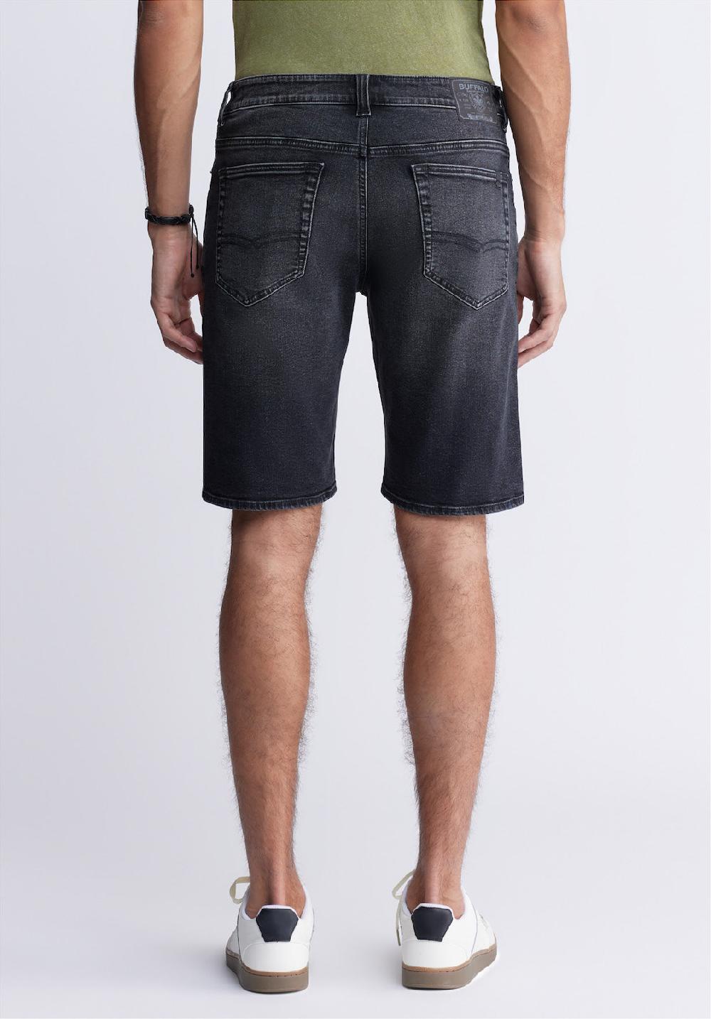 Buffalo David Bitton Relaxed Straight Dean Men's Denim Shorts In Crinkled Black