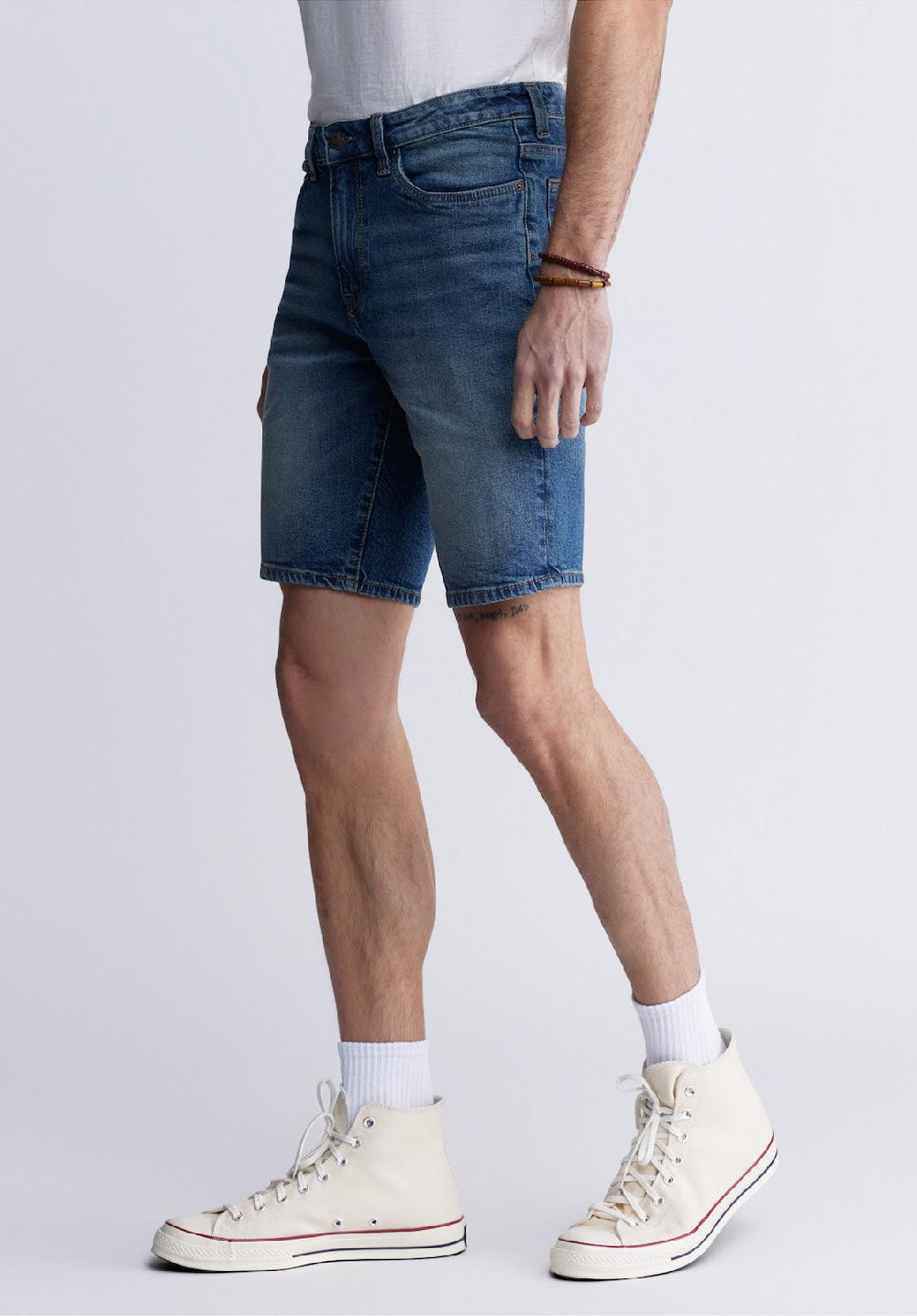Buffalo David Bitton Relaxed Straight Dean Men's Denim Shorts In Vintage And Contrasted Blue