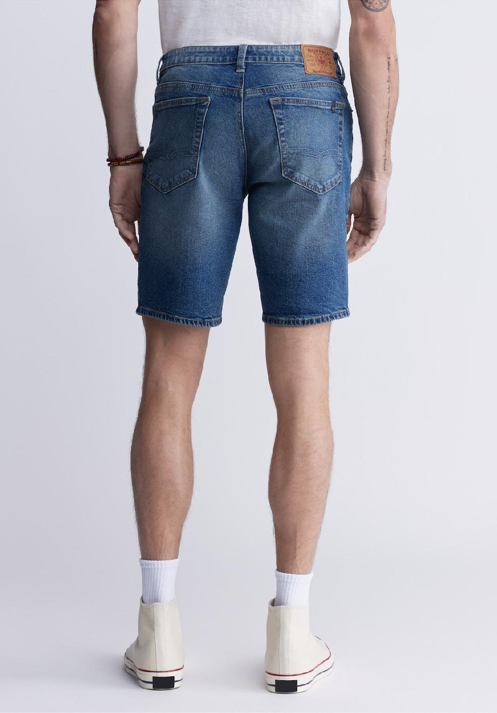 Buffalo David Bitton Relaxed Straight Dean Men's Denim Shorts In Vintage And Contrasted Blue