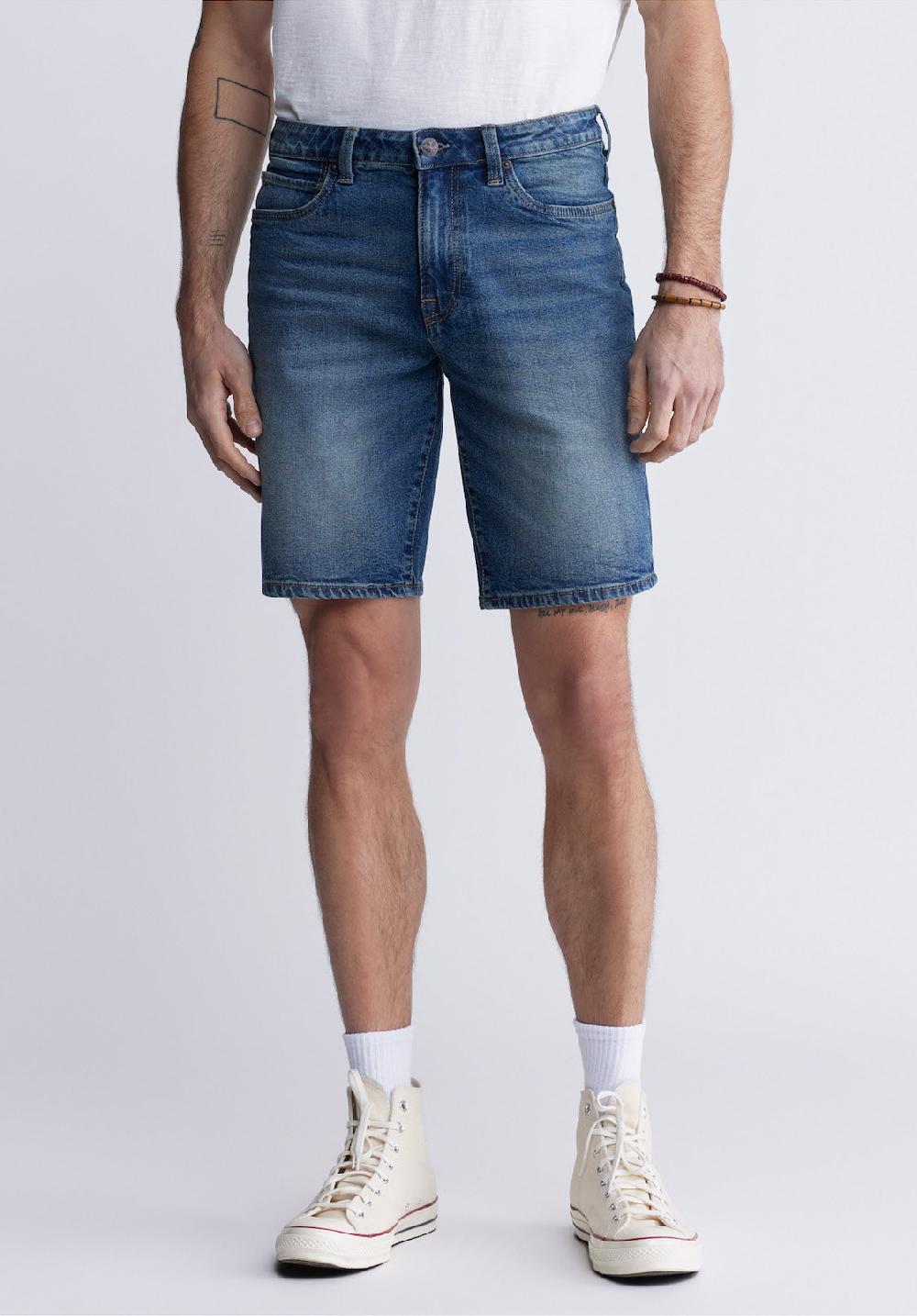 buffalo david bitton Relaxed Straight Dean Men's Denim Shorts in Vintage and Contrasted Blue