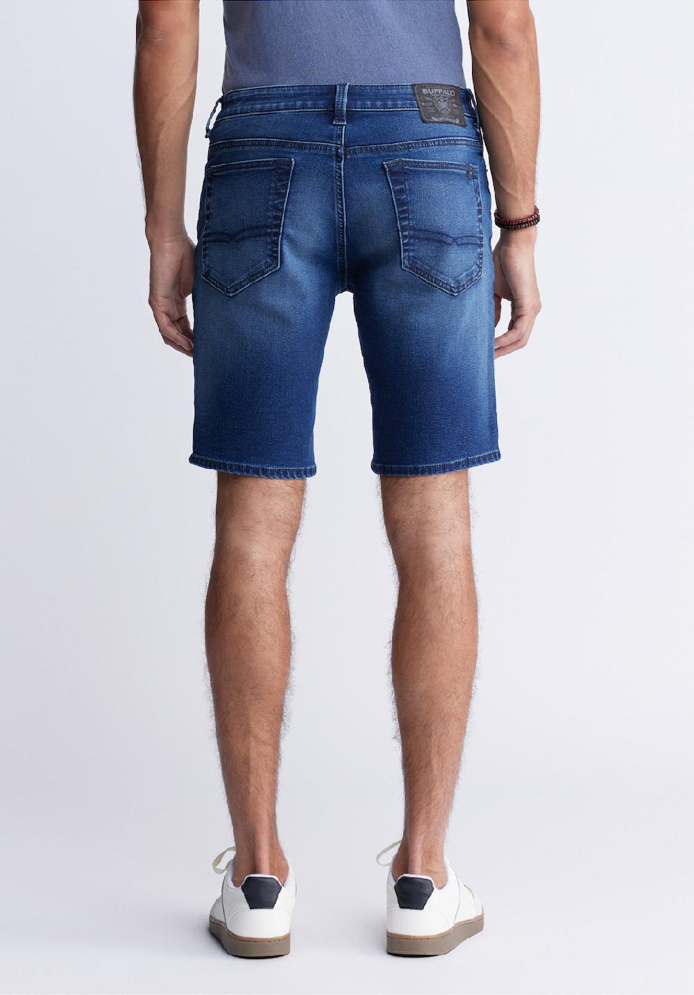 Buffalo David Bitton Relaxed Straight Dean Men's Fleece Denim Shorts In Sanded Blue