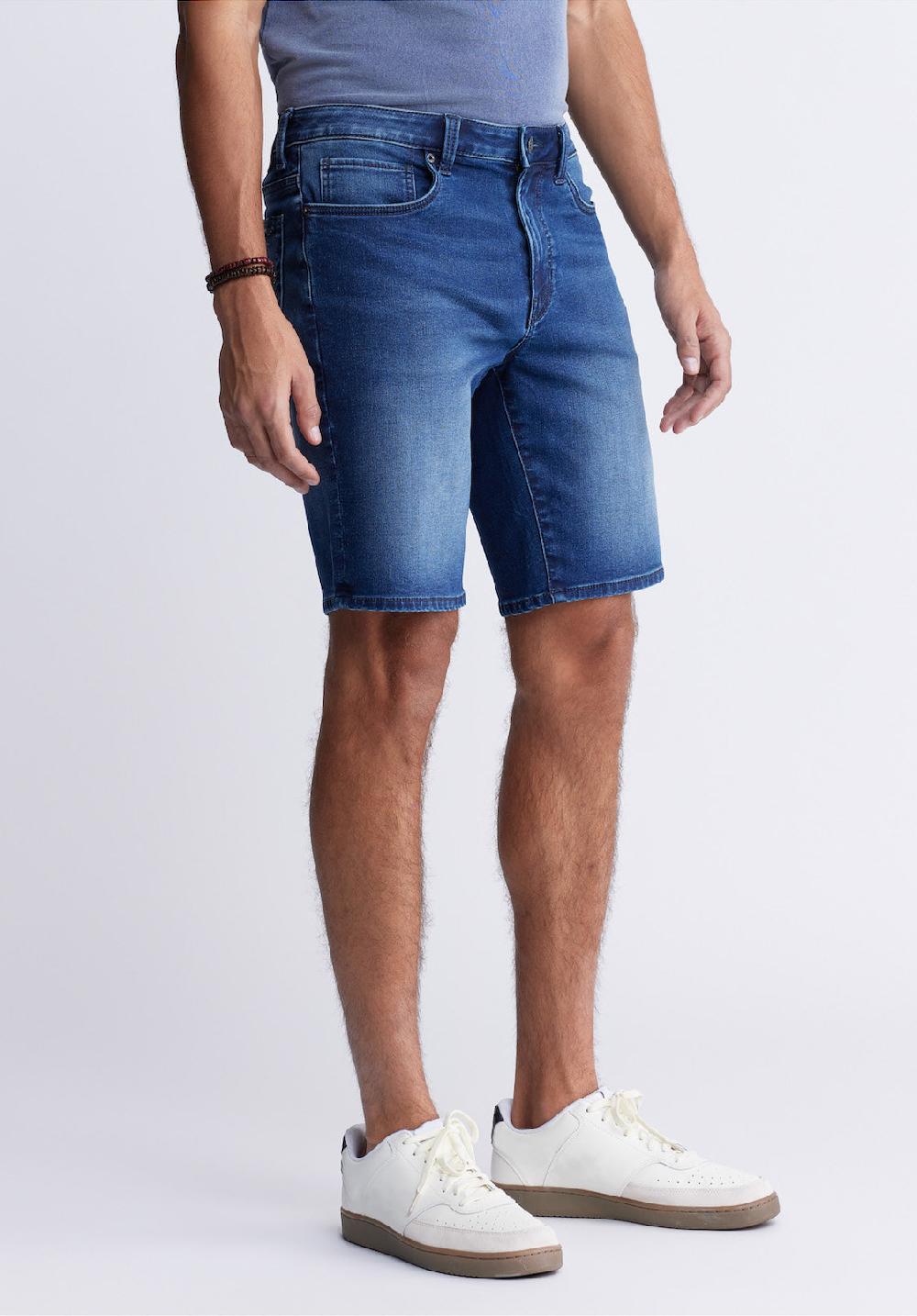 Buffalo David Bitton Relaxed Straight Dean Men's Fleece Denim Shorts In Sanded Blue
