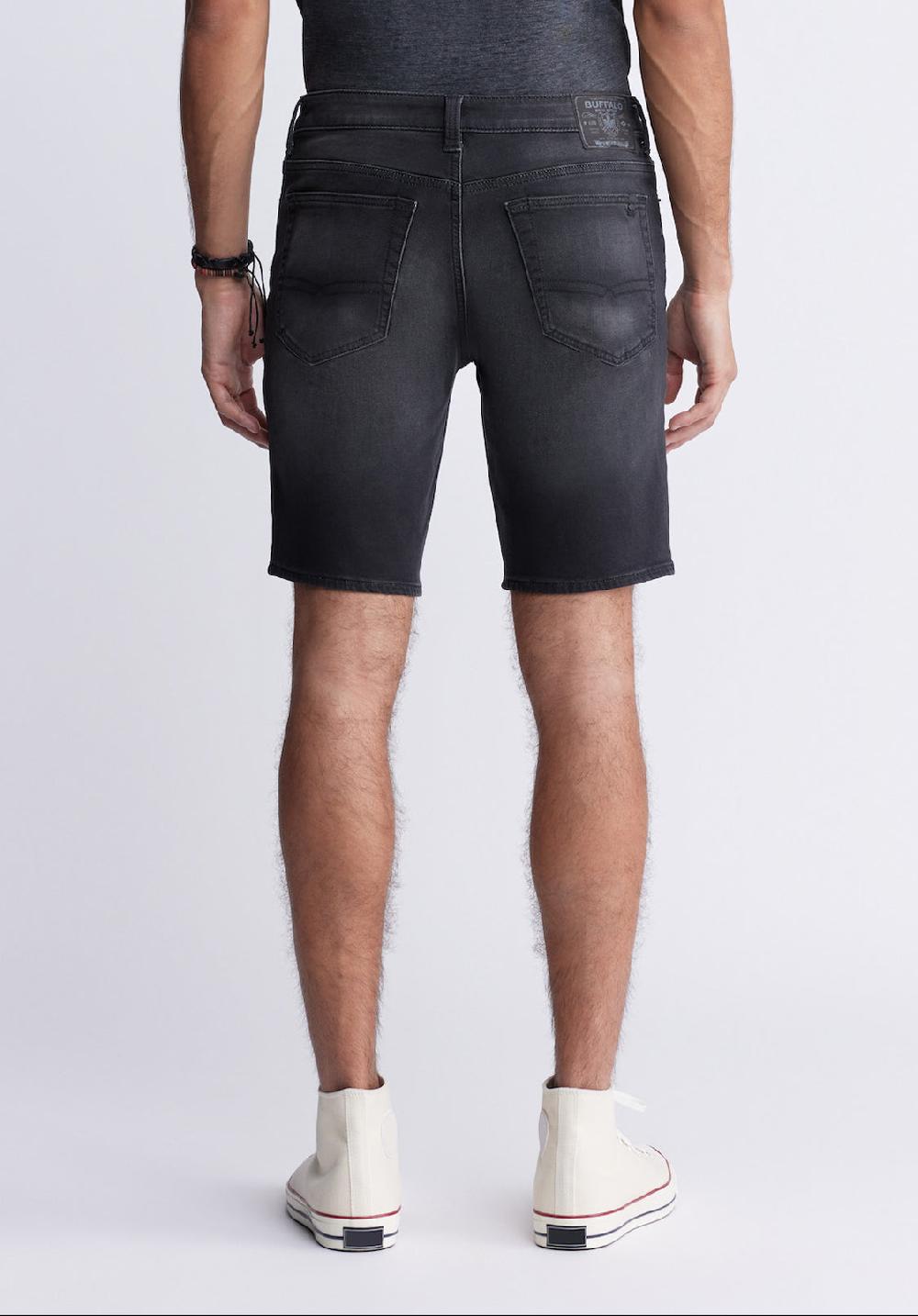 Buffalo David Bitton Relaxed Straight Dean Men's Fleece Denim Shorts In Sanded Black