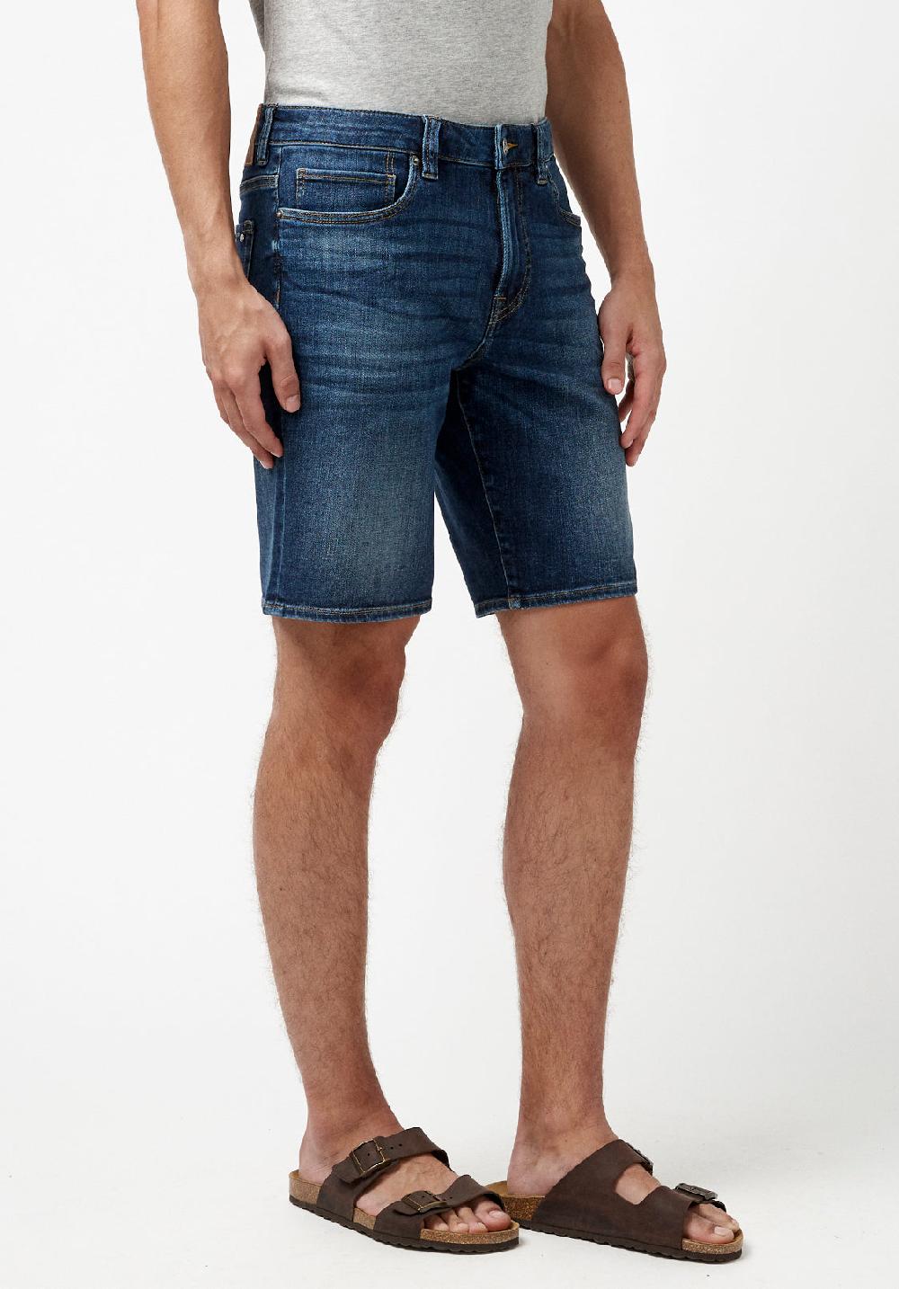 Buffalo David Bitton Relaxed Straight Dean Men's Super Stretch Shorts In Veined And Crinkled Blue