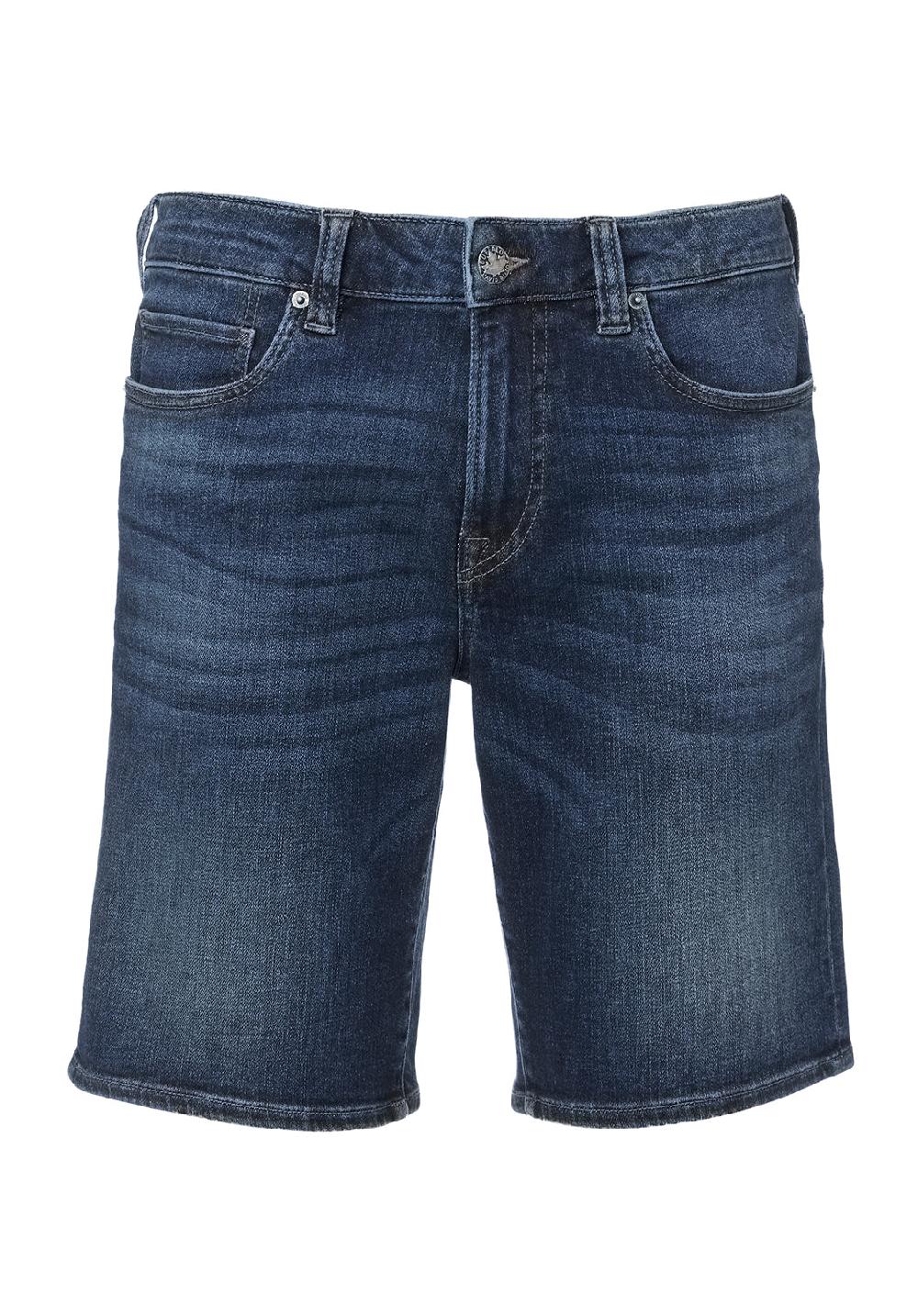 Buffalo David Bitton Relaxed Straight Dean Men's Super Stretch Shorts In Veined And Crinkled Blue