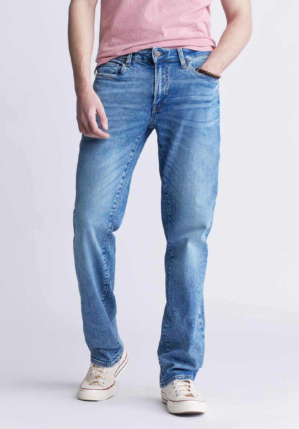 buffalo david bitton Relaxed Straight Driven Men's Jeans Heavily Sanded and Worked