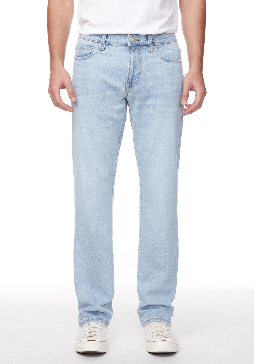 buffalo david bitton Relaxed Straight Driven Men's Jeans in Crinkled and Sanded Light Blue