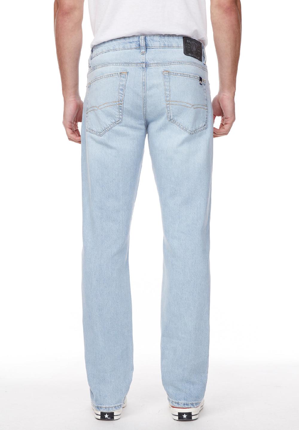 Buffalo David Bitton Relaxed Straight Driven Men's Jeans In Crinkled And Sanded Light Blue