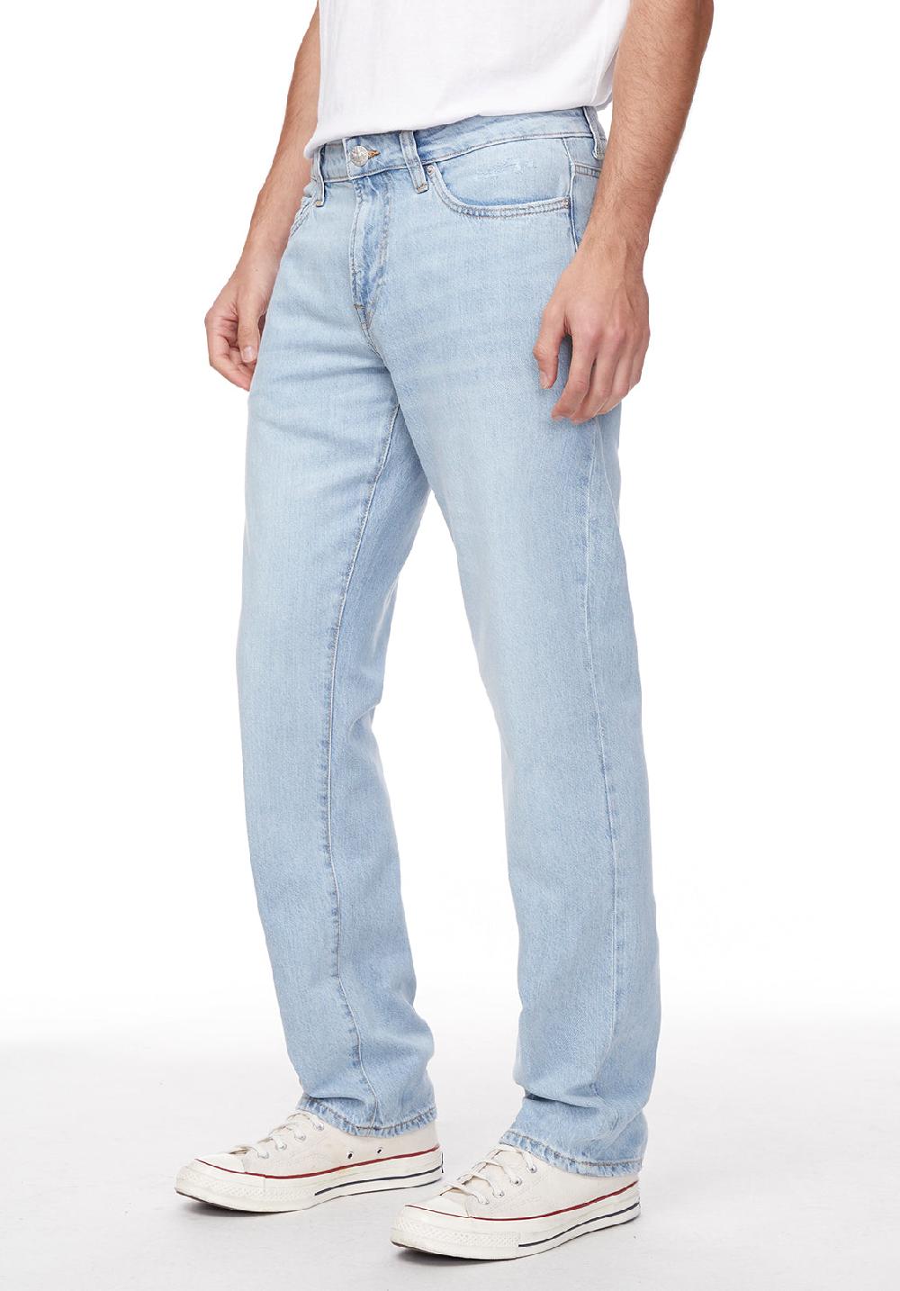 Buffalo David Bitton Relaxed Straight Driven Men's Jeans In Crinkled And Sanded Light Blue