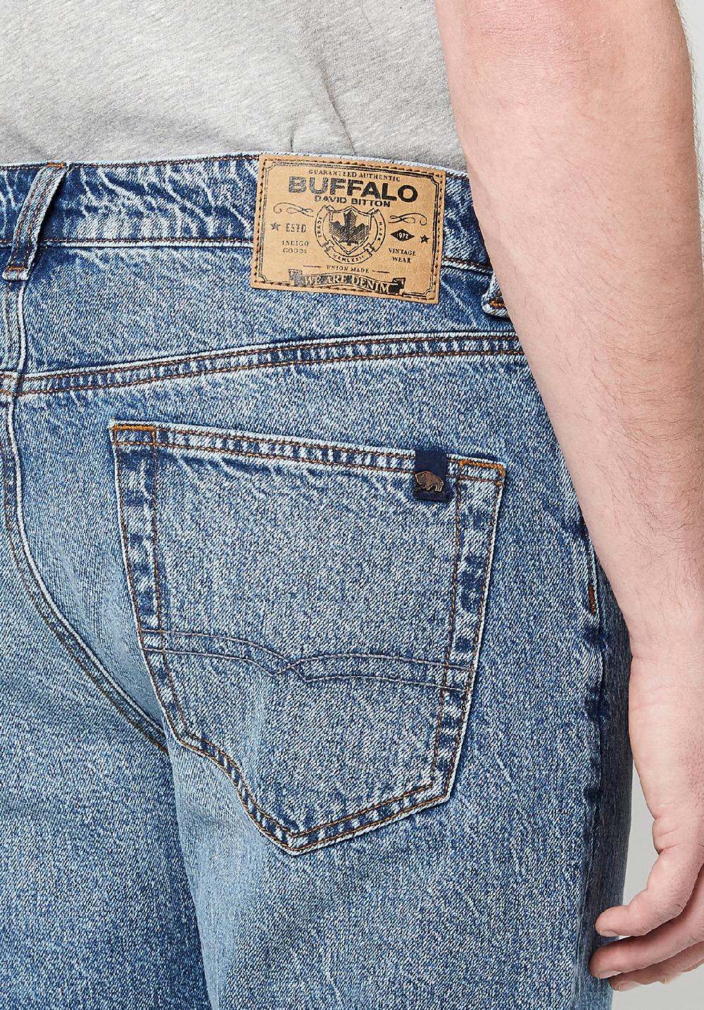 Buffalo David Bitton Relaxed Tapered Ben Men's Jeans In Stonewashed Blue