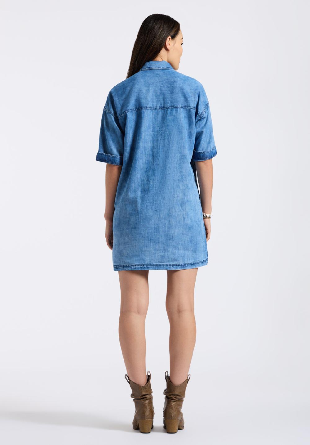 Buffalo David Bitton Robe-chemise En Denim Avec Fermeture Boutonnée Pour Femme Freida Bleu Vintage Classique