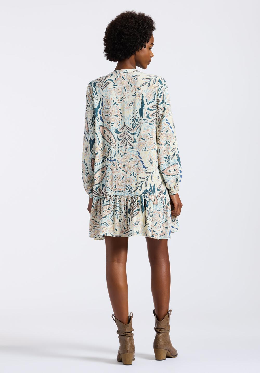 Buffalo David Bitton Robe Courte Imprimée Bohème à Manches Longues Pour Femme Darya Motif Paisley