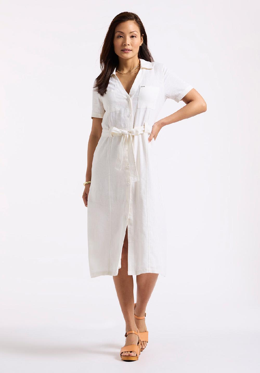 Buffalo David Bitton Robe Midi Boutonnée Avec Ceinture à La Taille Carlene Pour Femme Blanc