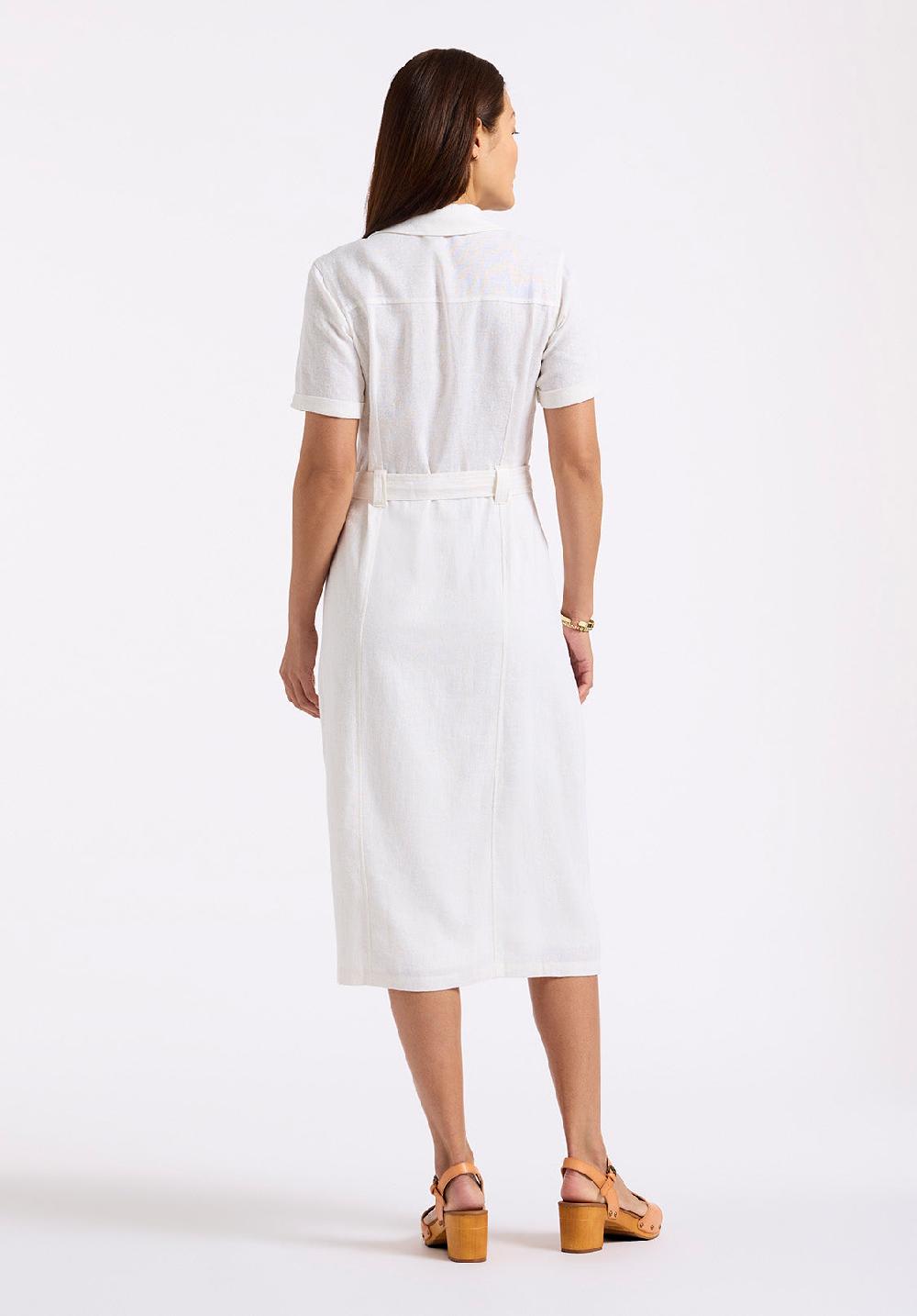 Buffalo David Bitton Robe Midi Boutonnée Avec Ceinture à La Taille Carlene Pour Femme Blanc