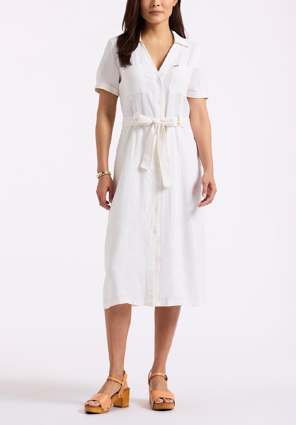 buffalo david bitton Robe midi boutonnée avec ceinture à la taille Carlene pour femme blanc