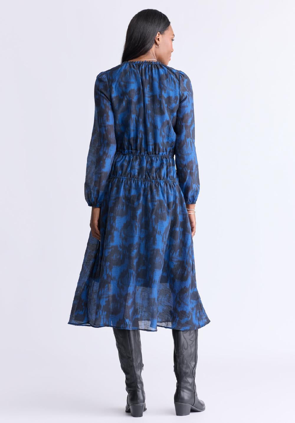 Buffalo David Bitton Robe Midi Imprimée à Manches Longues Avec Col Cravate Virlen Pour Femm