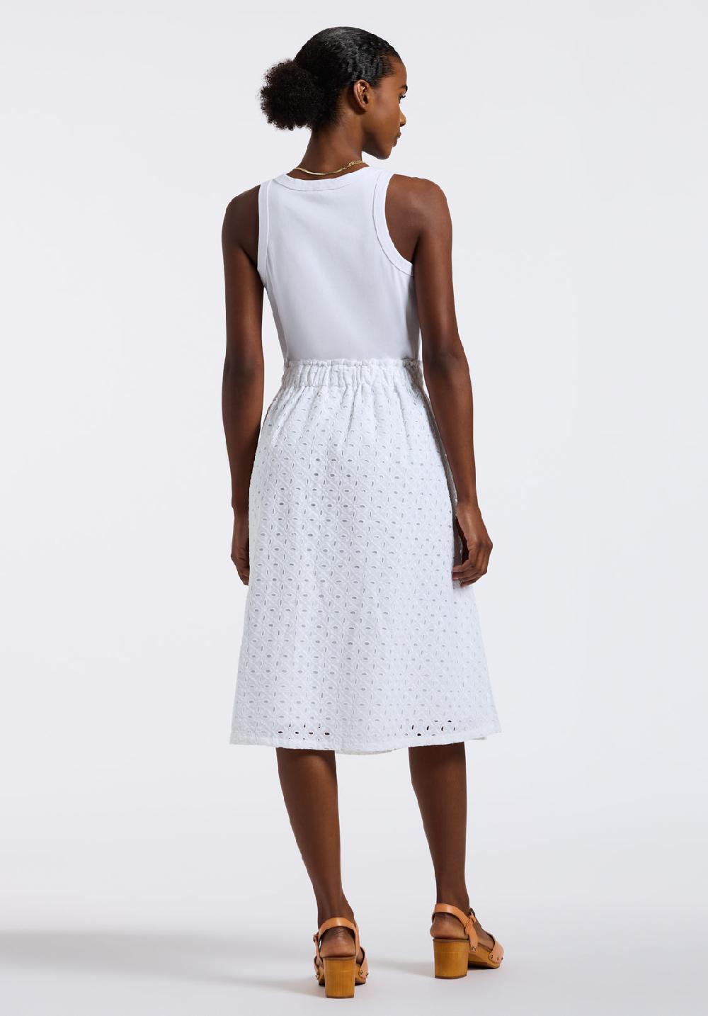 Buffalo David Bitton Robe Midi Sans Manches Avec Broderie Anglaise Pour Femme Drea Blanc