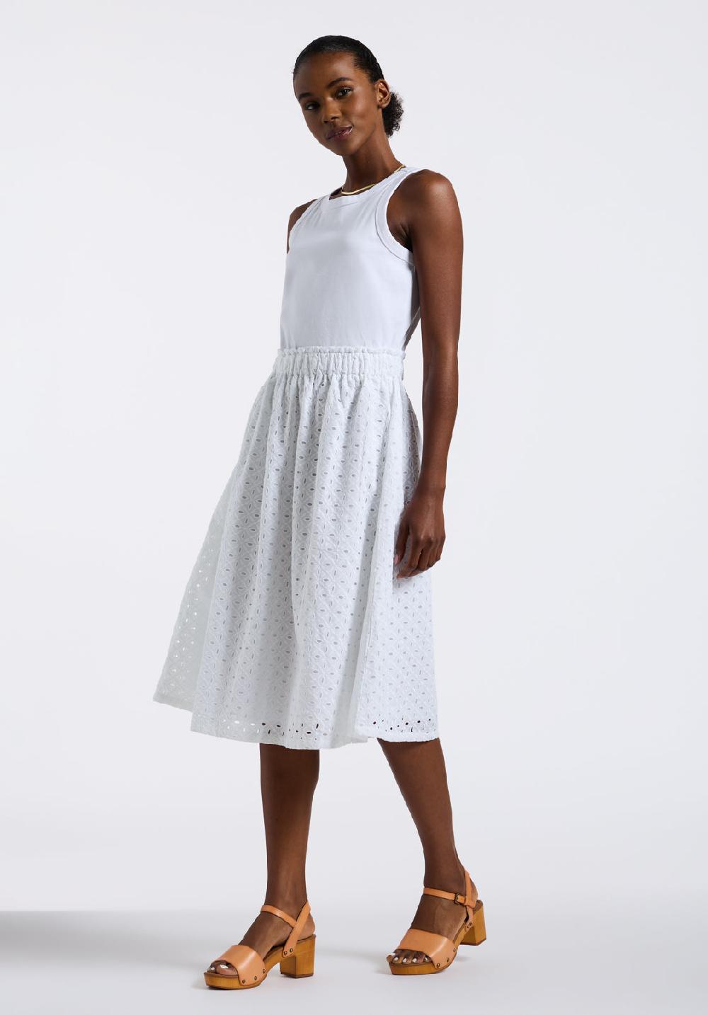 Buffalo David Bitton Robe Midi Sans Manches Avec Broderie Anglaise Pour Femme Drea Blanc