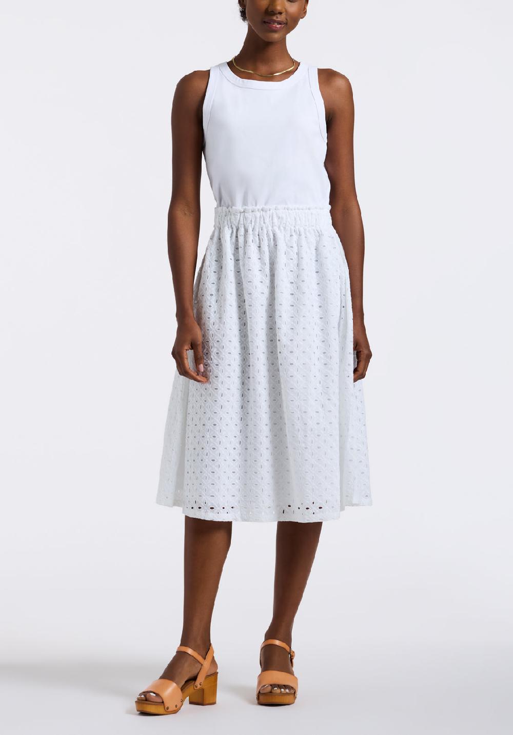 buffalo david bitton Robe midi sans manches avec broderie anglaise pour femme Drea blanc