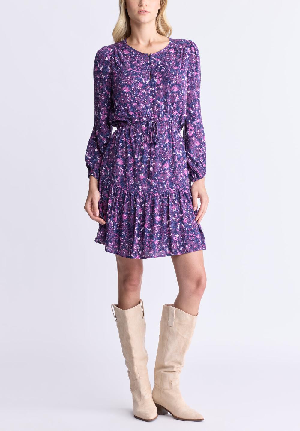 buffalo david bitton Rochelle Women's Floral Print Long-Sleeve Dress Purple