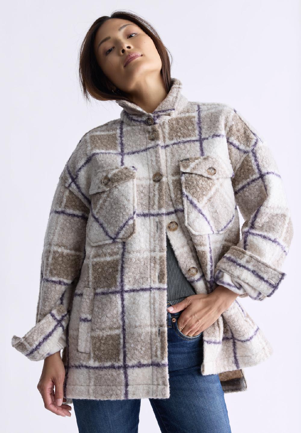 Buffalo David Bitton Royce Women's Plaid Coat Beige & Purple
