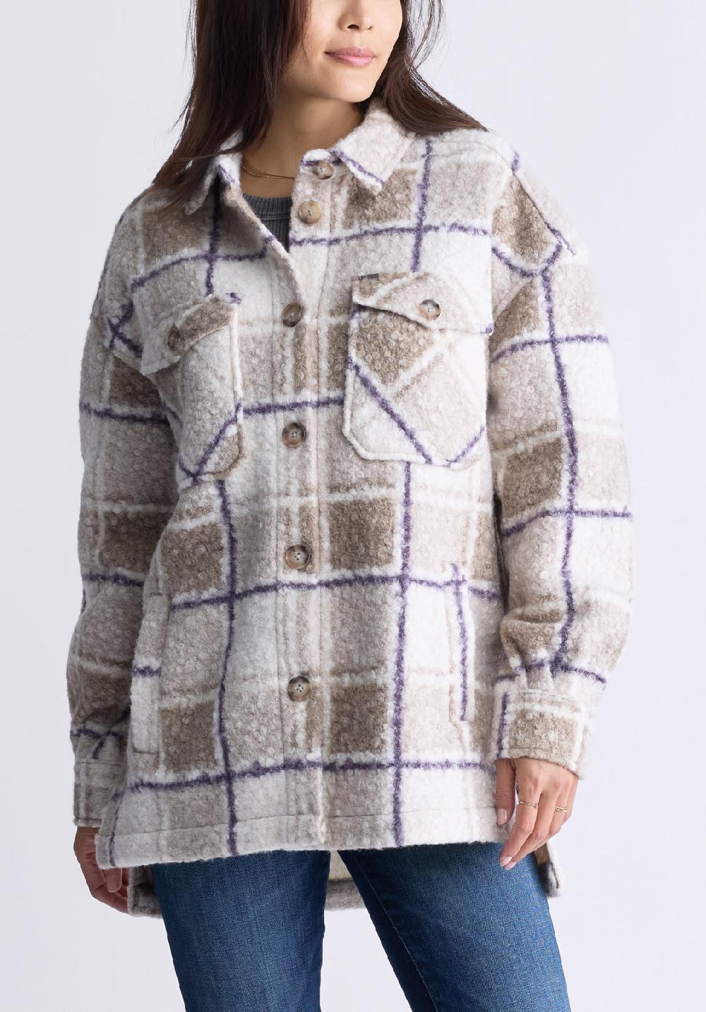 buffalo david bitton Royce Women's Plaid Coat Beige & Purple