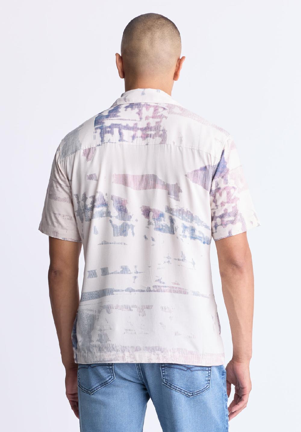 Buffalo David Bitton Sabob Men's Abstract Print Short-Sleeve Button-Up Shirt Moonbeam Beige