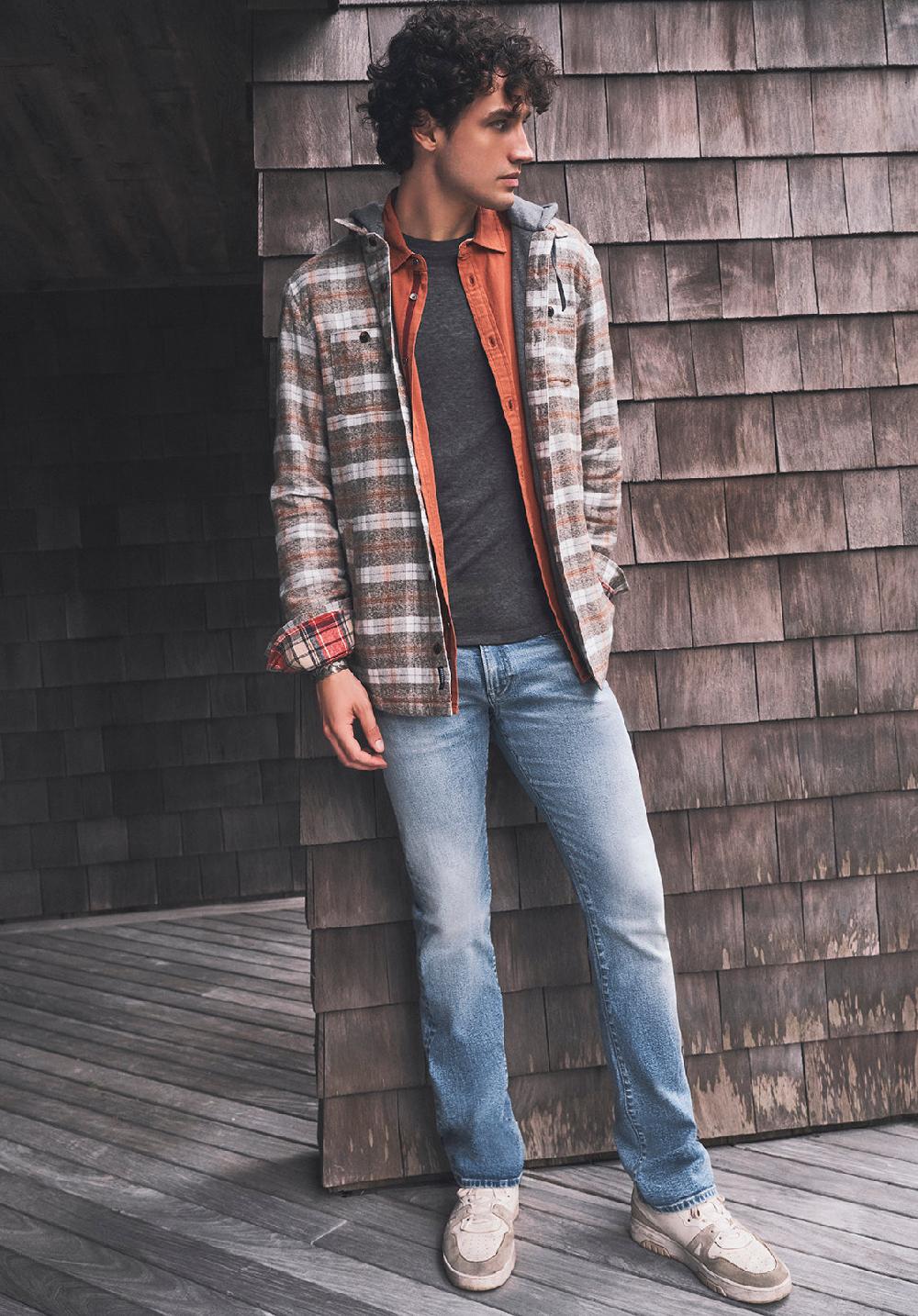 Buffalo David Bitton Sacket Men’s Hoodie Shacket In Grey Fern Plaid