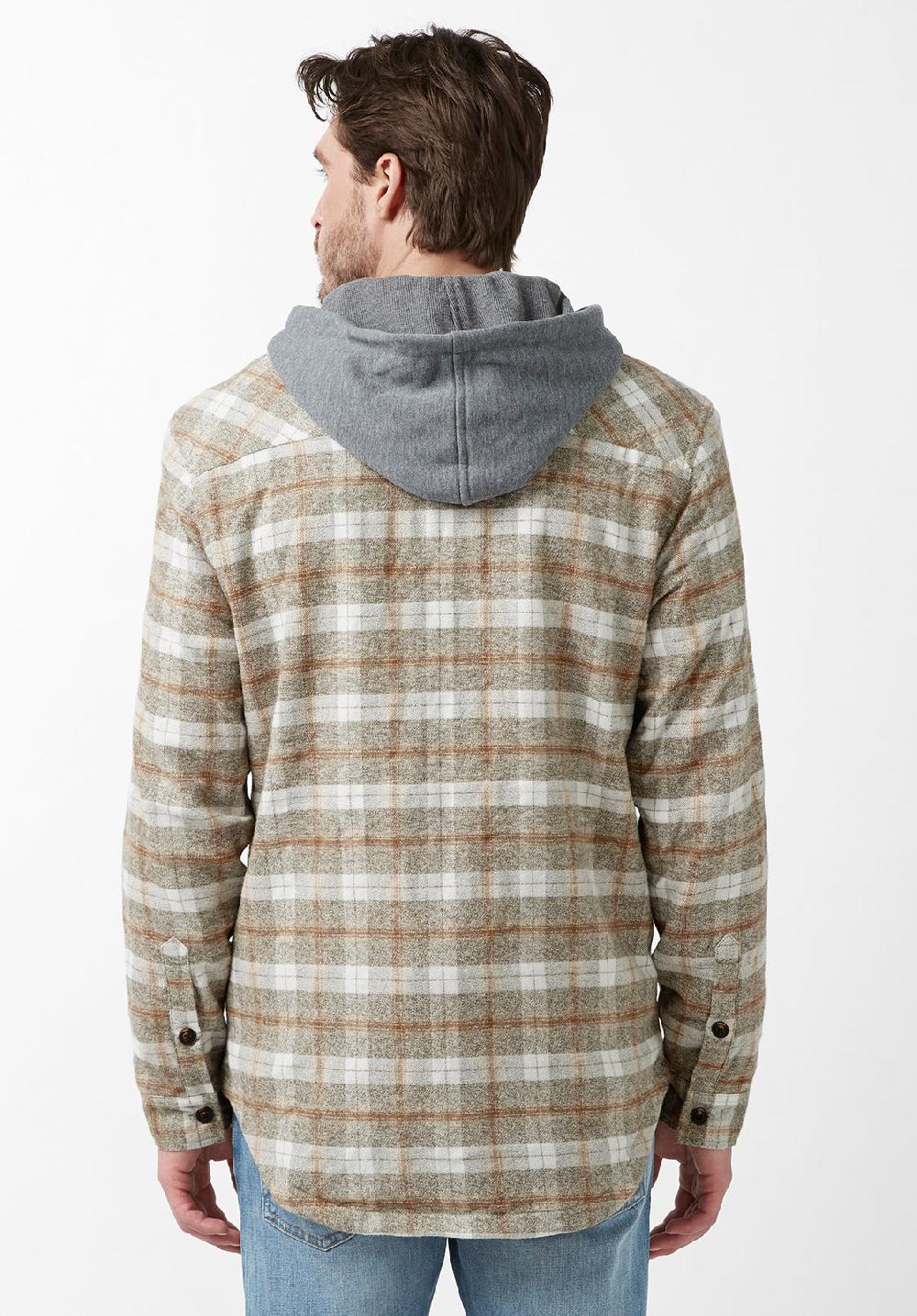 Buffalo David Bitton Sacket Men’s Hoodie Shacket In Grey Fern Plaid