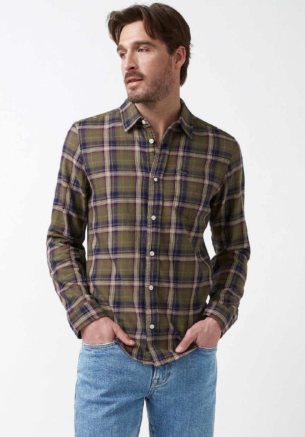 Buffalo David Bitton Sago Men’s Long-Sleeve Shirt In Olive Green Plaid