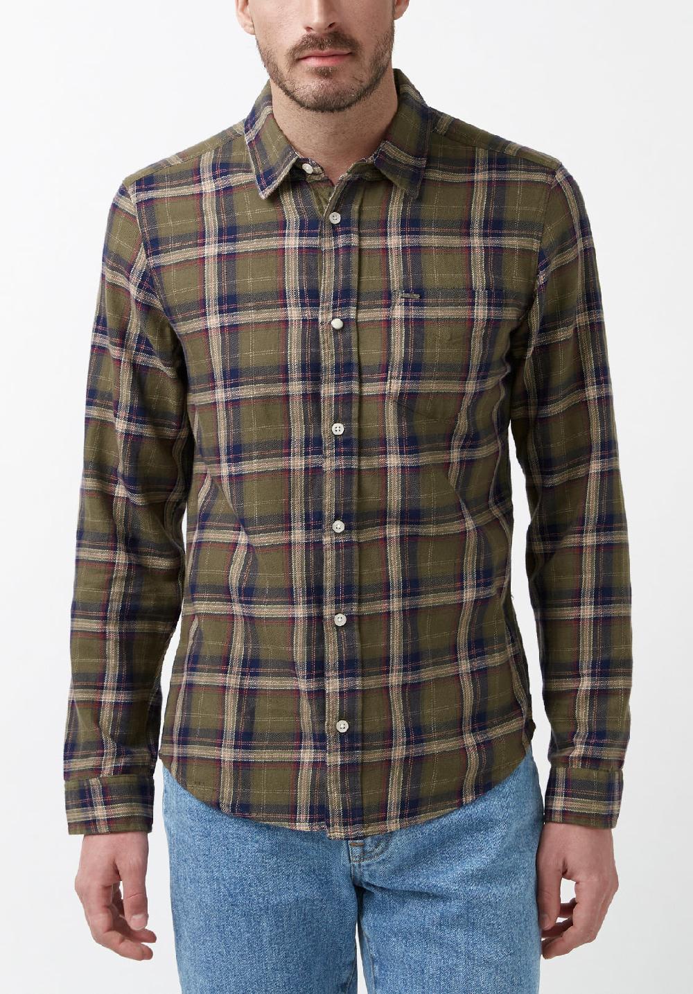 buffalo david bitton Sago Men’s Long-Sleeve Shirt in Olive Green Plaid