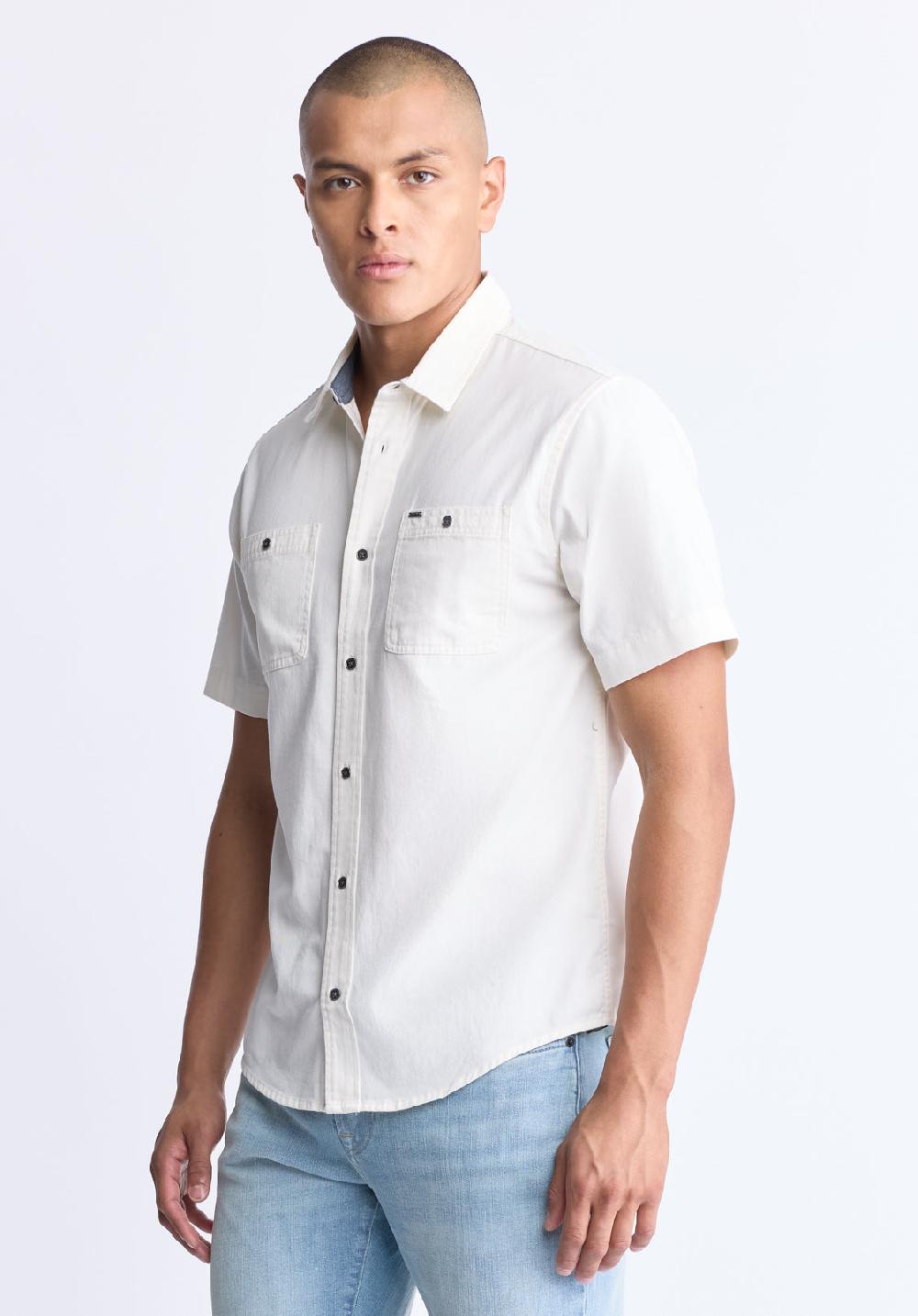 Buffalo David Bitton Sagrino Men's Short-Sleeve Utility Shirt Milk