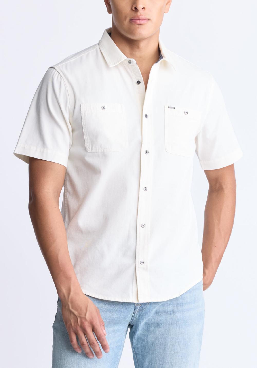 buffalo david bitton Sagrino Men's Short-Sleeve Utility Shirt Milk