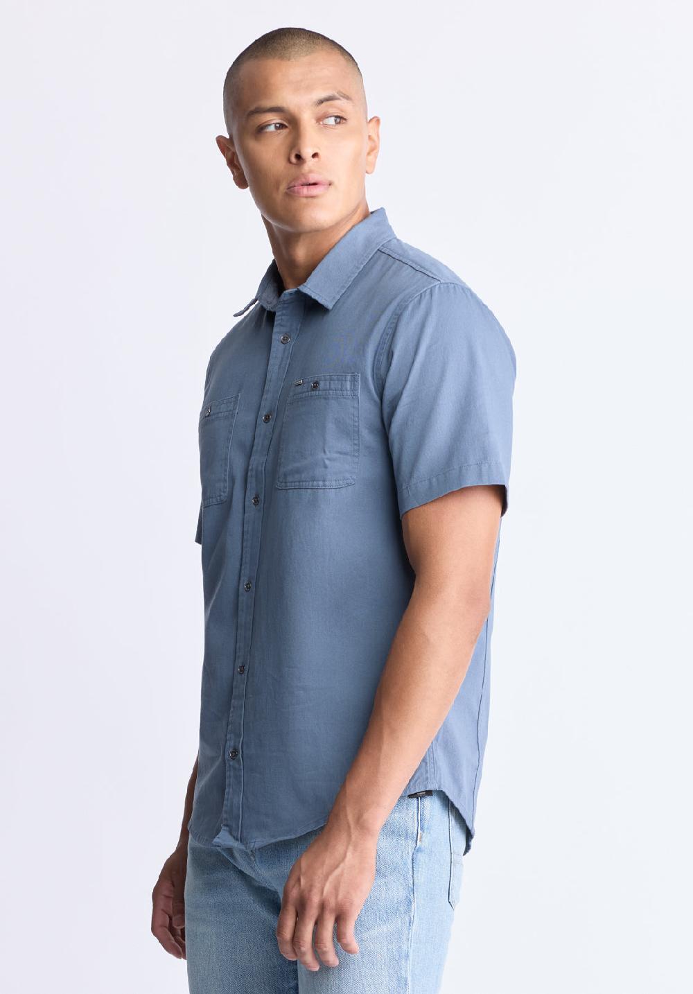 Buffalo David Bitton Sagrino Men's Short-Sleeve Utility Shirt Mirage Blue