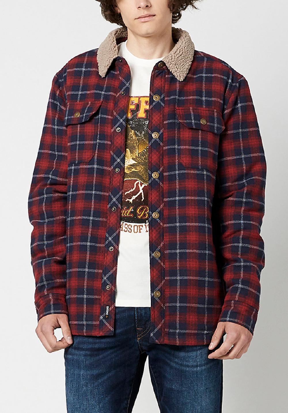buffalo david bitton Sahot Men's Shacket in Red Plaid