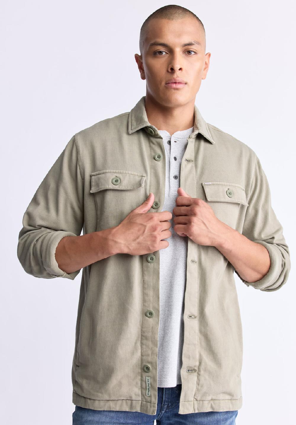 Buffalo David Bitton Salto Men's Utility Button-Up Shirt Jacket Army Green