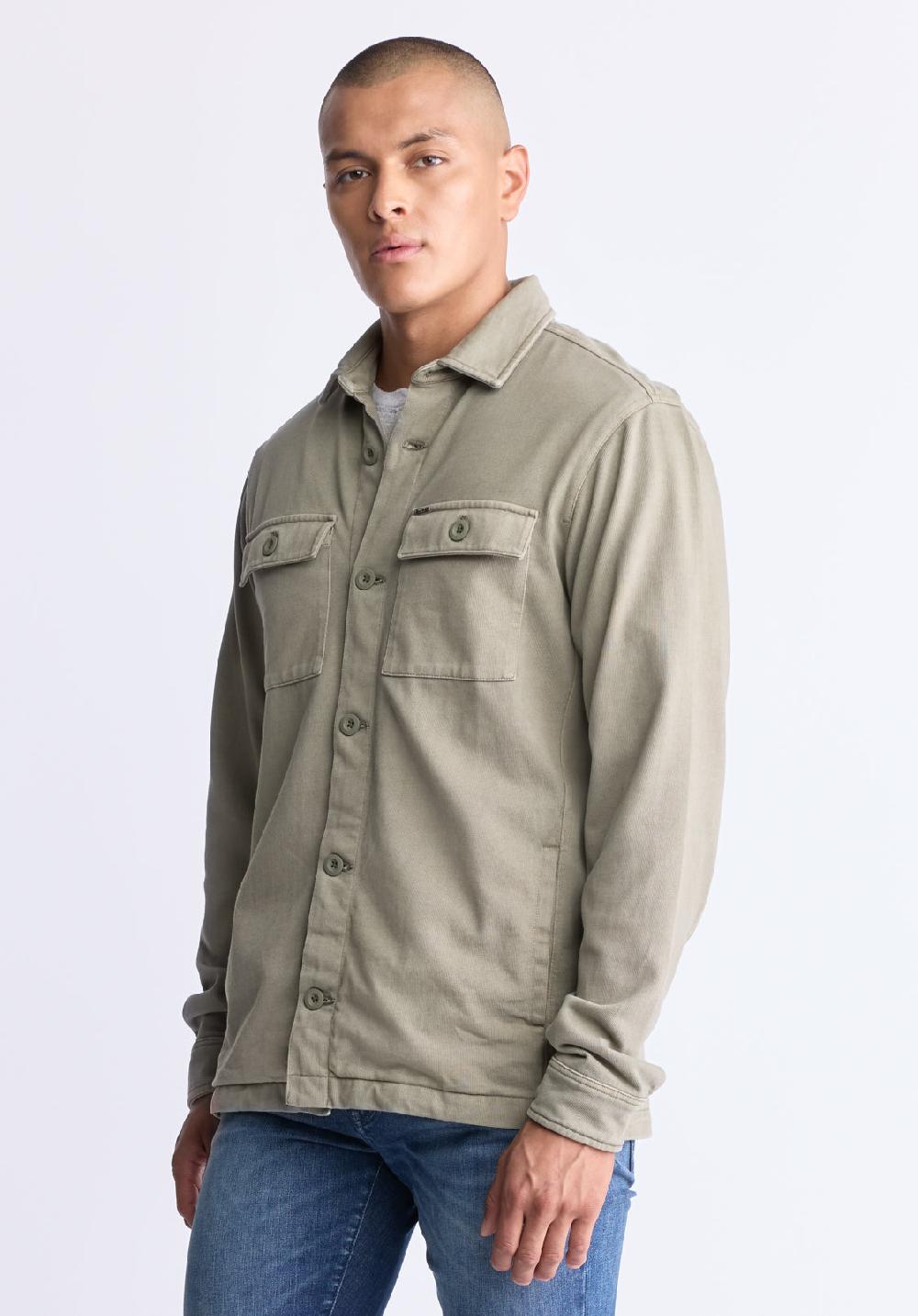 Buffalo David Bitton Salto Men's Utility Button-Up Shirt Jacket Army Green