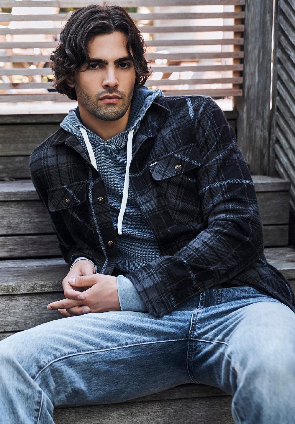 Buffalo David Bitton Samme Men's Blanket Shirt In Black Plaid