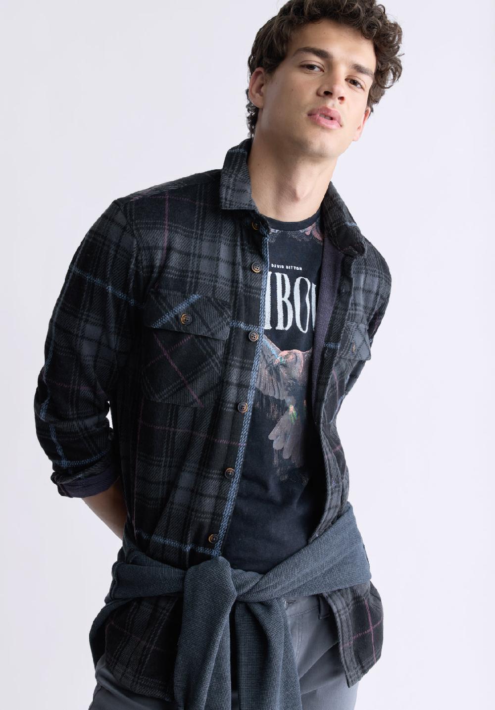 Buffalo David Bitton Samme Men's Blanket Shirt In Black Plaid