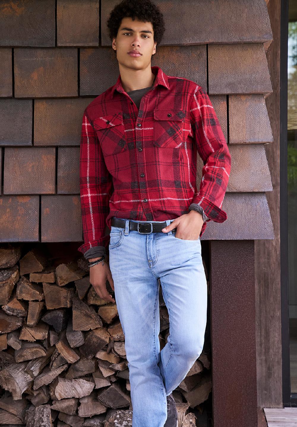 Buffalo David Bitton Samme Men's Plaid Blanket Shirt Cranberry