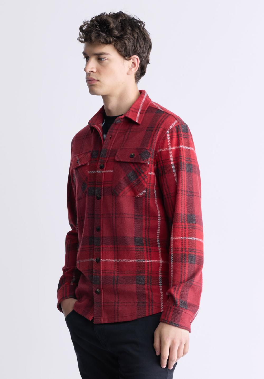 Buffalo David Bitton Samme Men's Plaid Blanket Shirt Cranberry