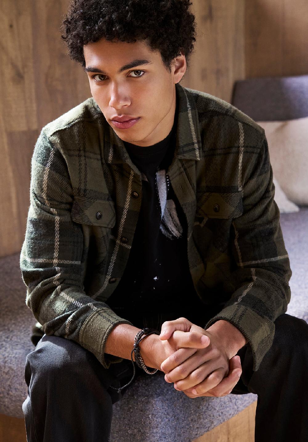 Buffalo David Bitton Samme Men's Plaid Blanket Shirt Fern Green