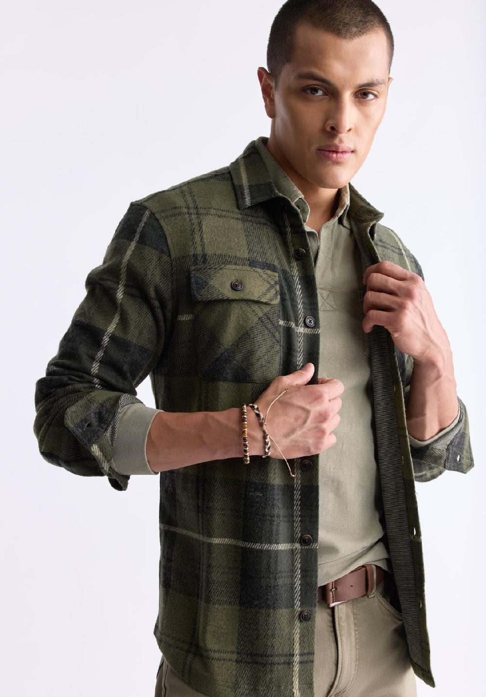 Buffalo David Bitton Samme Men's Plaid Blanket Shirt Fern Green