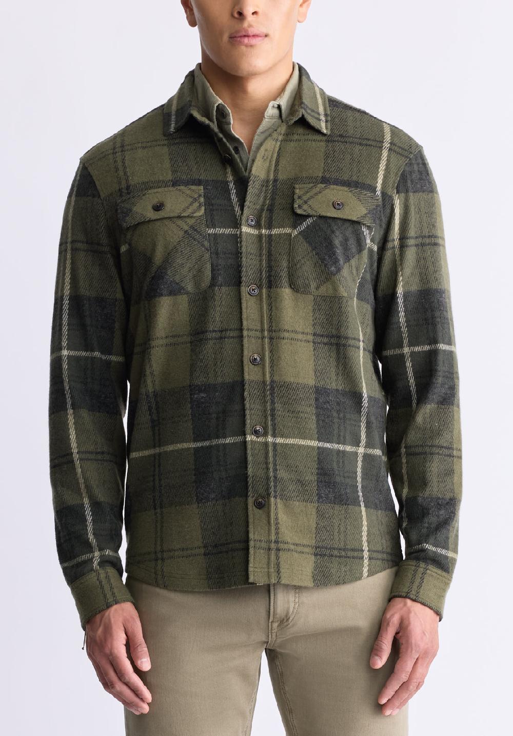 buffalo david bitton Samme Men's Plaid Blanket Shirt Fern Green