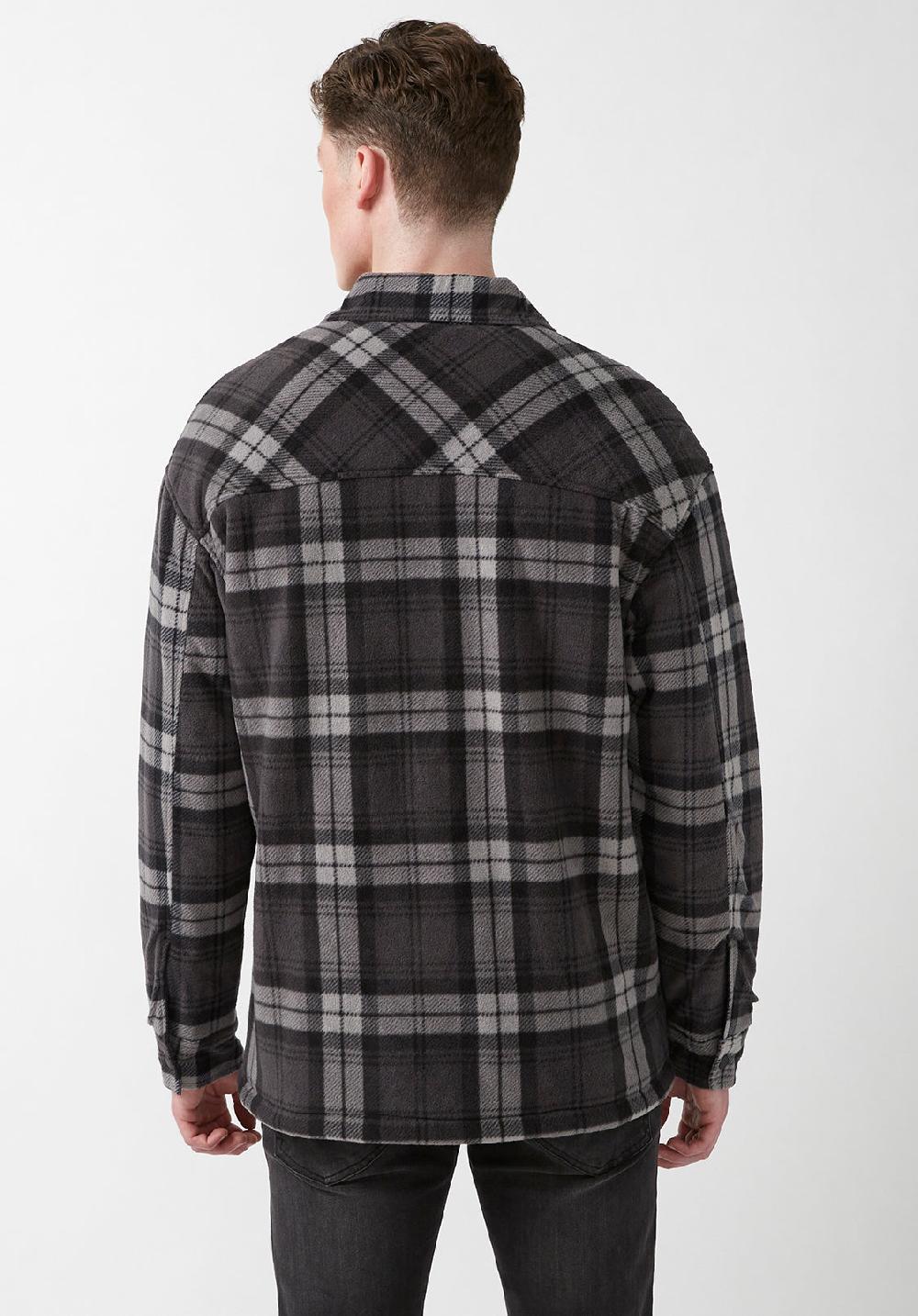 Buffalo David Bitton Sandis Black Plaid Fleece Shirt Jacket