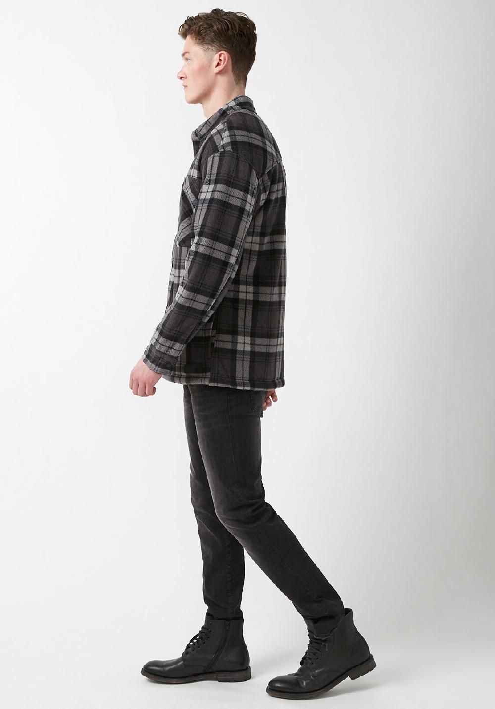 Buffalo David Bitton Sandis Black Plaid Fleece Shirt Jacket